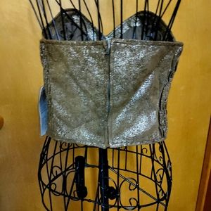 Leather gold glitter bustier